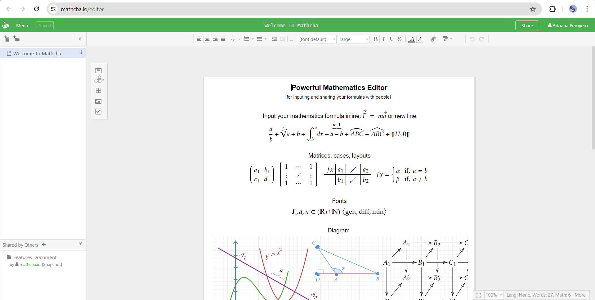 Editor view for figures and documents