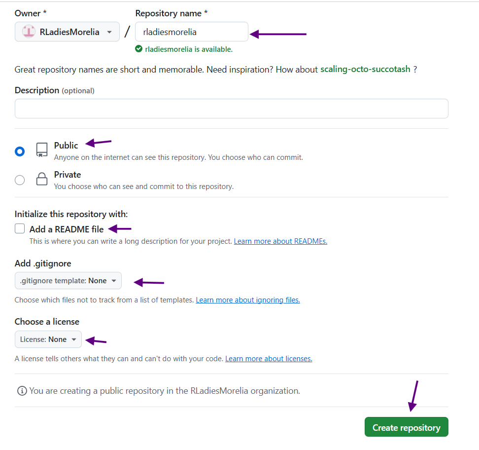 Screenshot: Crea un nuevo repositorio en github